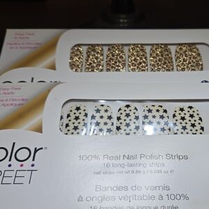 Color Street Nail Strips - Black Stars and Gold Glitter